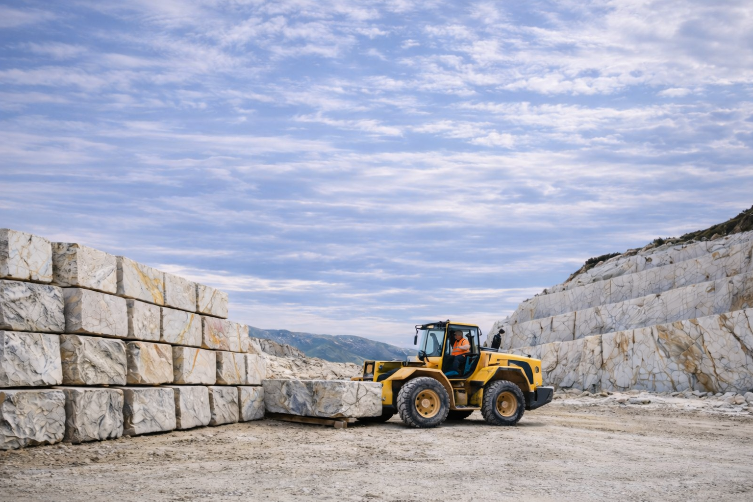 Natural quartzite quarry and block production